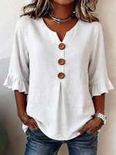 Blouse | Ruffled Sleeves, Button Front Detail 0