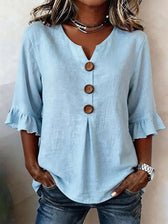 Blouse | Ruffled Sleeves, Button Front Detail 3