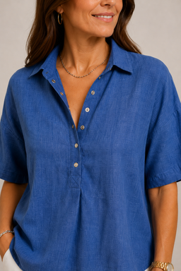 Blouse | V-Neck, Short Sleeves, Fluid Silhouette 0