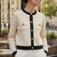 Cardigan | Embossed Gold Buttons, Fitted Silhouette 0