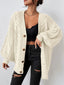 Cardigan | Oversized Cable Knit Texture, Button-Down Front 2