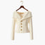 Cardigan | Ribbed Knit, Off-Shoulder Wide Collar 0