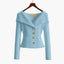 Cardigan | Ribbed Knit, Off-Shoulder Wide Collar 4