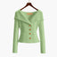 Cardigan | Ribbed Knit, Off-Shoulder Wide Collar 7