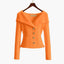Cardigan | Ribbed Knit, Off-Shoulder Wide Collar 8