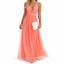 Women’s Tulle V-Neck Maxi Dress with Cross-Back Straps