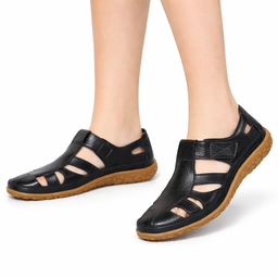 Women’s Closed-Toe Comfort Sandals with Hook-and-Loop Strap