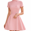 Women’s High-Neck A-Line Dress with Belted Waist