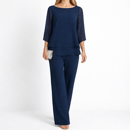 Women’s Layered Top and Wide Leg Pants Set