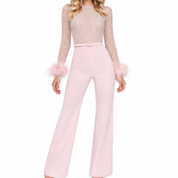 Women's Sequin Feather Jumpsuit