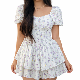 Women's Retro Floral Corset Mini Dress