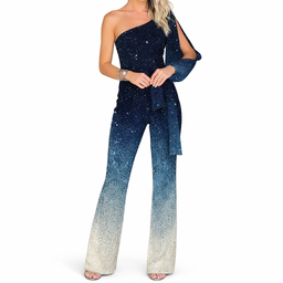 Women's One-Sleeve Retro Jumpsuit