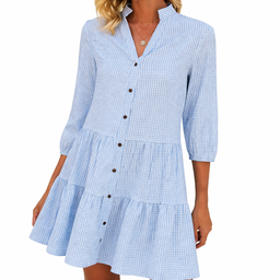 Women's Button Front Gingham Dress