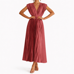 Women's Casual Pleated Maxi Dress