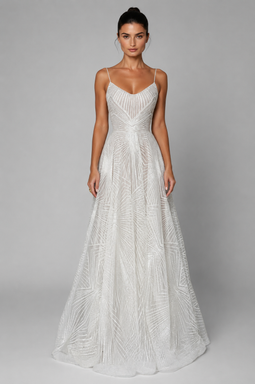 Women's A-Line Dress with Geometric Sequin Detail
