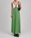 Women's Bold Contrast V-Neck Maxi Dress