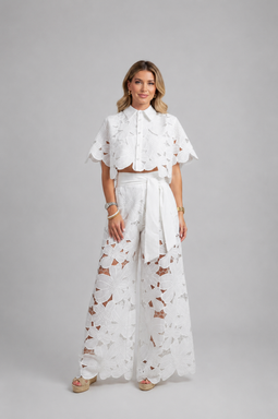 Women's Floral Cut-Out Two-Piece Set