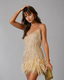 Women's Sequin Mini Dress with Feather Trim