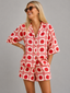 Women's Geometric Print Shirt and Shorts Set