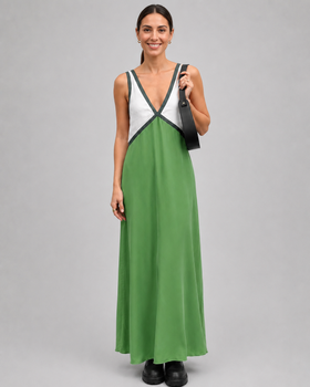 Women's Bold Contrast V-Neck Maxi Dress