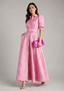 Women's Floral Maxi Dress with Short Puff Sleeves