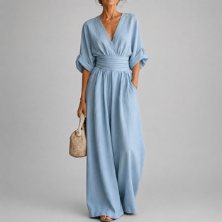 Women's Cinched Waist Flowy Jumpsuit