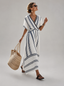 Women's Striped Twist Front Maxi Dress