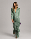 Women's Midi Dress with Fringe Sleeves