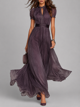 Women's Maxi Dress with Lace Accents