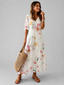 Women's Boho Maxi Dress with Geometric Print and Adjustable Tie Details