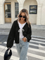 Cropped Cardigan | Bow Tie Closure, Scalloped Trim 1