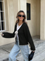 Cropped Cardigan | Bow Tie Closure, Scalloped Trim 4
