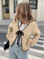 Cropped Cardigan | Bow Tie Closure, Scalloped Trim 7