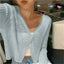 Cropped Cardigan | V-Neckline, Lettuce Edge Trim 0