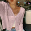Cropped Cardigan | V-Neckline, Lettuce Edge Trim 3