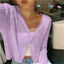 Cropped Cardigan | V-Neckline, Lettuce Edge Trim 4