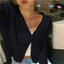 Cropped Cardigan | V-Neckline, Lettuce Edge Trim 5