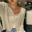 Cropped Cardigan | V-Neckline, Lettuce Edge Trim 6