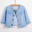 Denim Jacket | Cropped Silhouette, Collarless Neckline 0