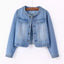 Denim Jacket | Cropped Silhouette, Collarless Neckline 4