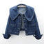 Denim Jacket | Oversized Rounded Collar, Cropped Silhouette 0