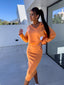 Dress Set | Form-Fitting Dress, Casual Sweatshirt 0