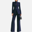 Dress Suit Set | Stand-Collar Blazer, Wide-Leg Trousers 4