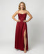 Evening Dress | Cowl Neckline, Side Slit, Maxi Length 0