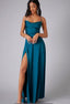 Evening Dress | Cowl Neckline, Side Slit, Maxi Length 1
