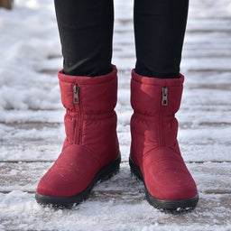 Frostbella Mid-Calf Quilted Snow Boots for Women - Insulated Winter Boots with Side Zipper and Durable Traction 0