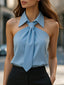 Halter Blouse | Neck Tie Detail, Structured Collar, Plus Size Tops Available 10
