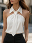 Halter Blouse | Neck Tie Detail, Structured Collar, Plus Size Tops Available 13