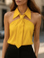 Halter Blouse | Neck Tie Detail, Structured Collar, Plus Size Tops Available 14