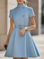 High-Neck Dress | Belted Waist, Elegant Design for Women 2
